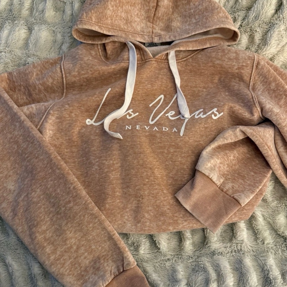 Women's Tan Hoodie with Las Vegas Nevada Print